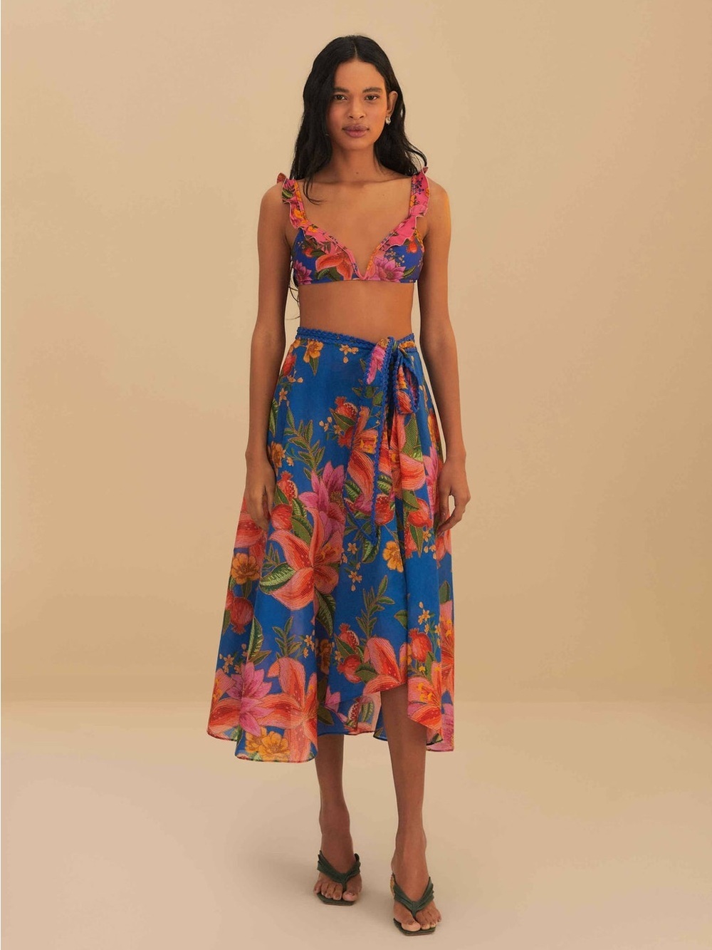 Farm Rio: Blue Summer Fruit Midi Skirt